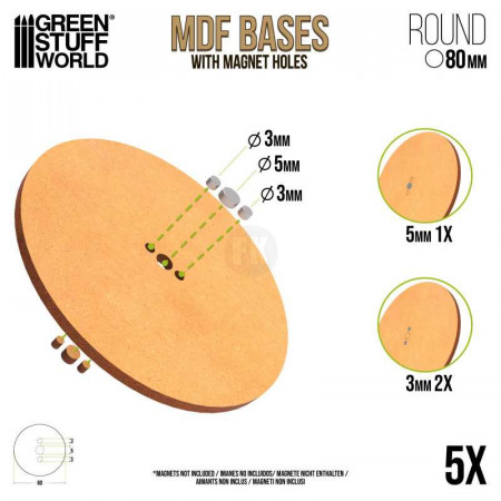 Drevotrieskové podstavce MDF, okrúhle - 80 mm (5 ks)​